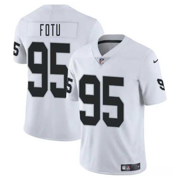 Men & Women & Youth Las Vegas Raiders #95 Leki Fotu White 2025 Vapor Stitched Jersey->las vegas raiders->NFL Jersey